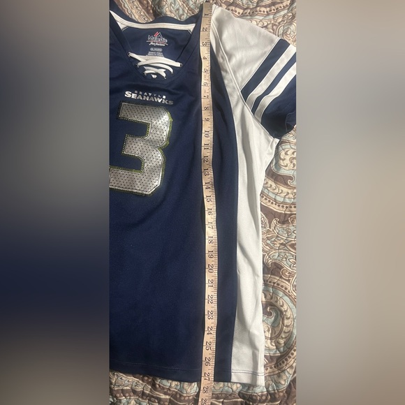 NFL Womens XL~ SEATTLE SEAHAWKS Jersey #3 WILSON~ Lace Up Neck - Picture 6 of 6